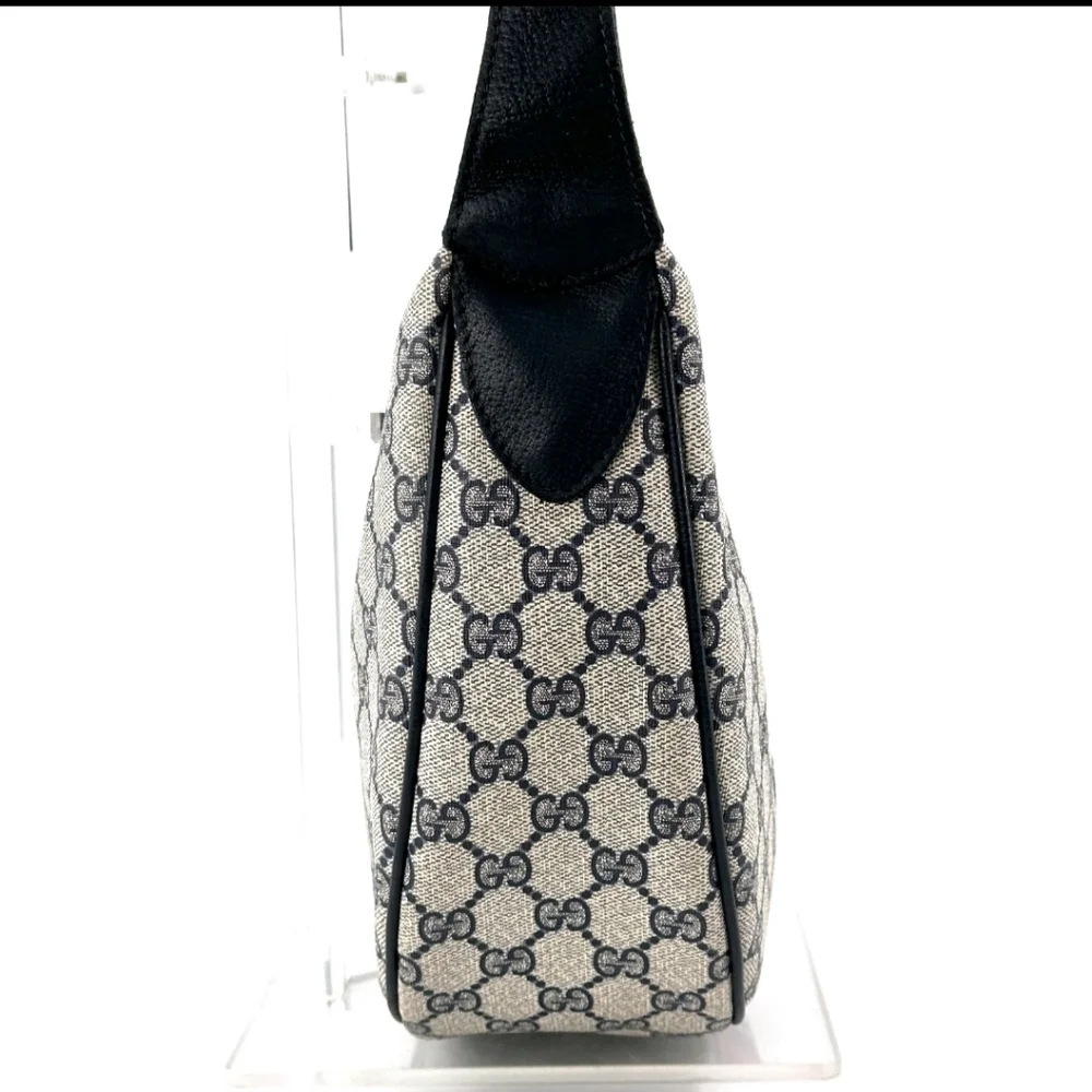 Vintage GUCCI Crossbody Bag GG Sherry Line PVC Leather Navy Shoulder Authentic - Picture 9 of 12